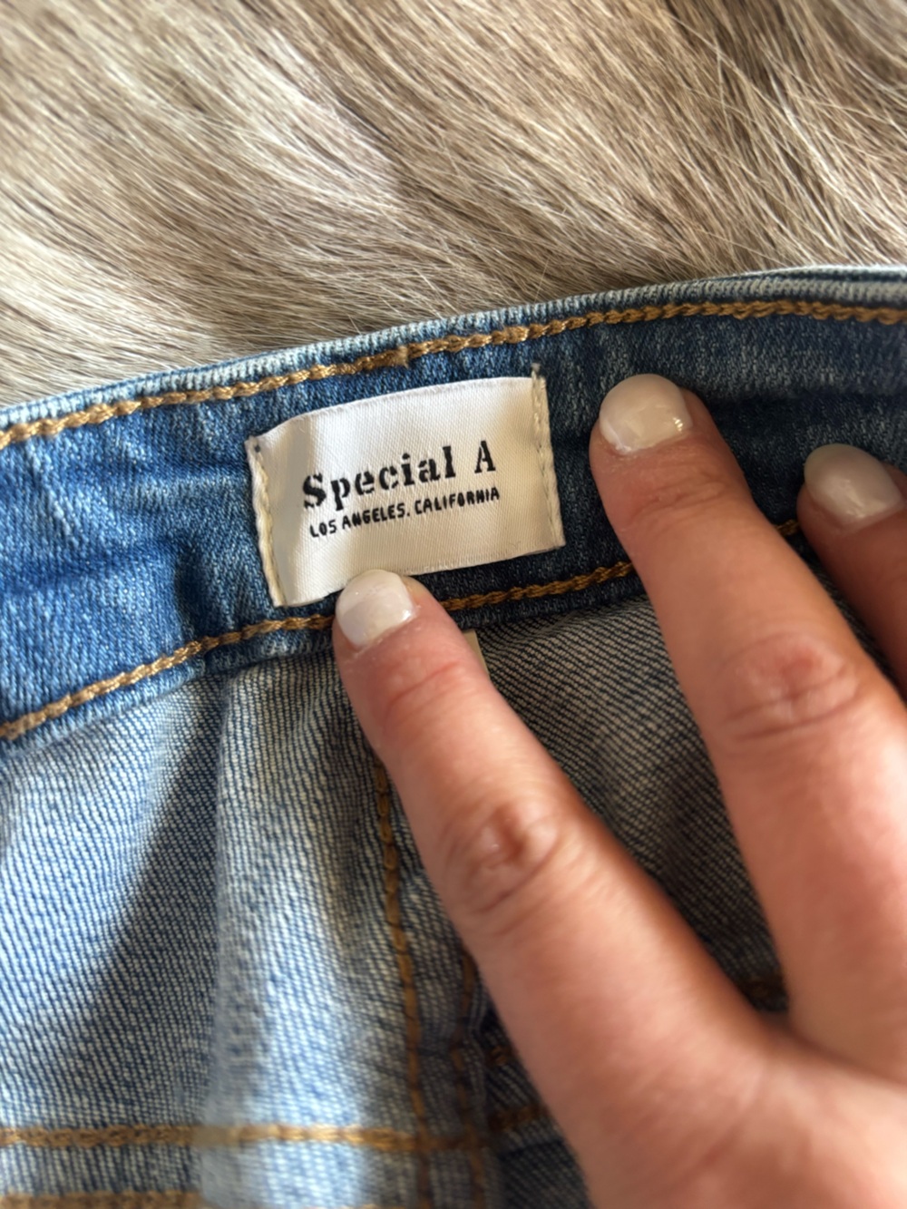 Distressed Mid-Blue Women's Skinny Jeans - Picture 3 of 5